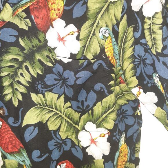 Hawaii Hawaiian Shirt Mens Size L Floral Parrot Made In Hawaii Button Up Aloha - Picture 2 of 8